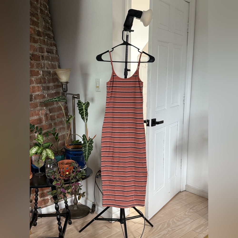 Pink, navy blue and white striped Wild Fable maxi dress, Size S